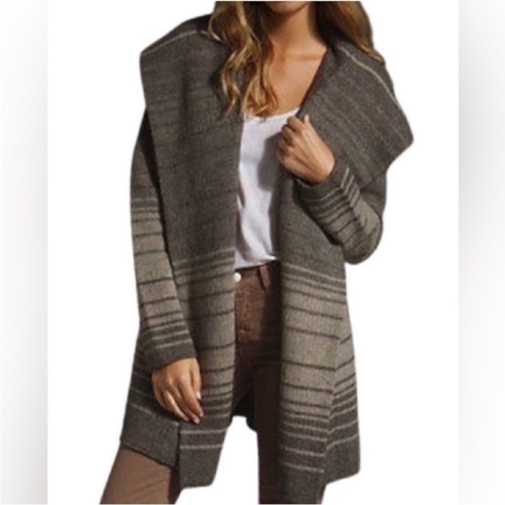 Vince Brown and Cream Striped  open front Cardigan, S